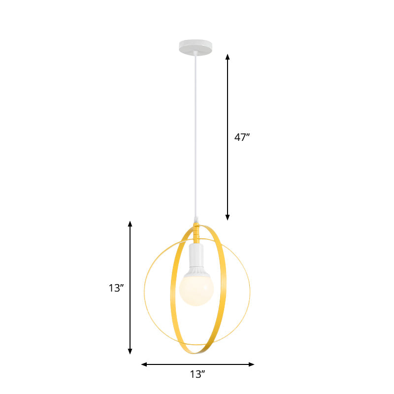 Rotatable Nordic Pendant Hanging Lamp - 1-Light Metal Ceiling Light in Multi Colors