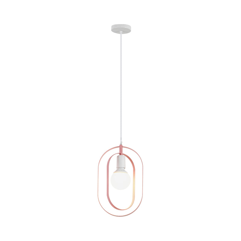 Nordic Rotatable Pendant Lamp With 1-Light In Multi Colors Metal Ceiling Lighting Pink