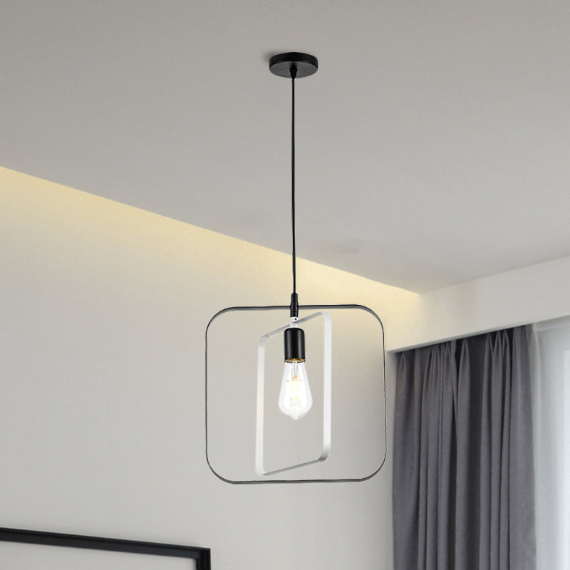 Nordic Rotatable Pendant Lamp With 1-Light In Multi Colors Metal Ceiling Lighting Black Outer &