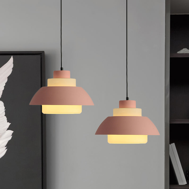 Modern Black/White Flared Shade Pendant Lamp: Macaron Stylish, 1 Light Metallic Pendant Lighting for Dining Room