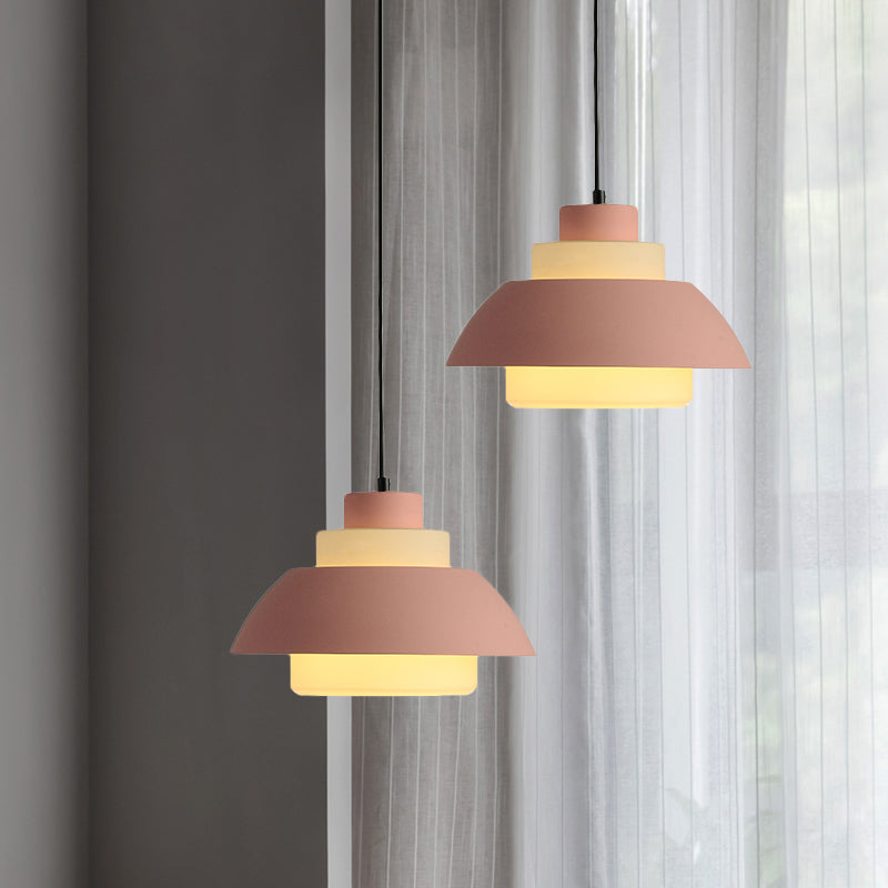 Modern Black/White Flared Shade Pendant Lamp: Macaron Stylish, 1 Light Metallic Pendant Lighting for Dining Room