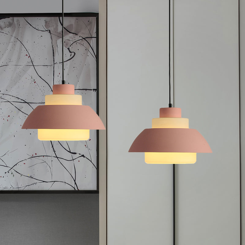 Modern Black/White Flared Shade Pendant Lamp: Macaron Stylish, 1 Light Metallic Pendant Lighting for Dining Room