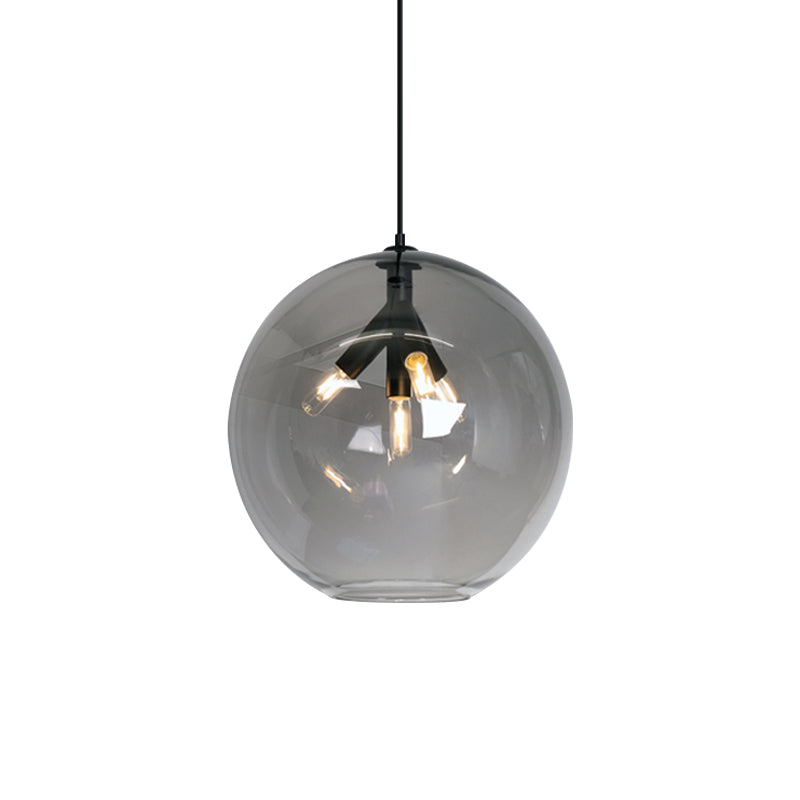 Black/Gold Globe Pendant Triple Head Chandelier with Clear Glass - Modern and Mini