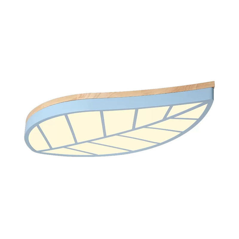 Blue Leaf LED Ceiling Lamp for Child's Bedroom - Cartoon Acrylic Flush Mount Light