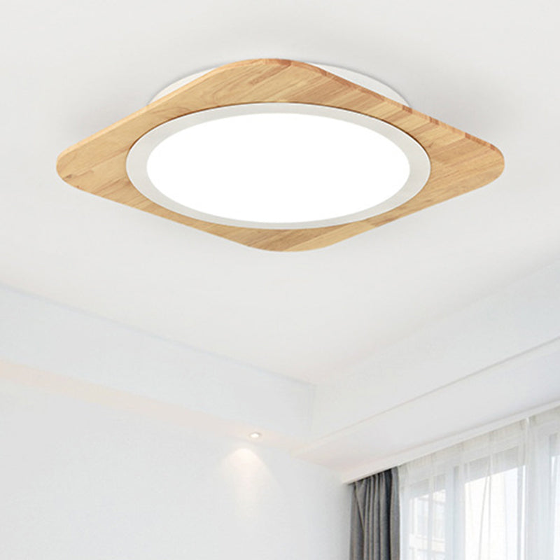 Wooden Nordic Style Child Bedroom Ceiling Lamp in Beige