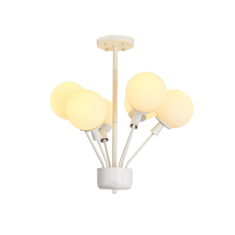 Modern Metal & Glass Balloon Pendant Light With 6 Lights - White Child Bedroom