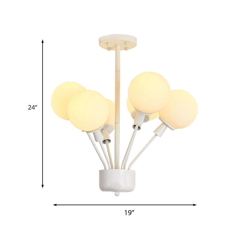 Modern Metal & Glass Balloon Pendant Light With 6 Lights - White Child Bedroom