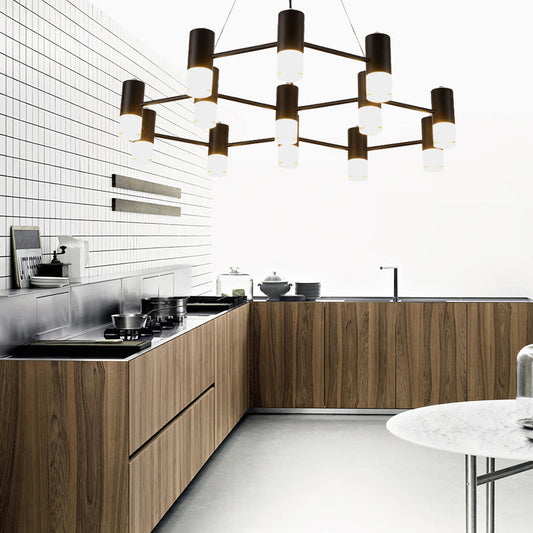 Julia - Black Modern Black Finish Hanging Light Honeycomb Metal Chandelier for Restaurant Cottage