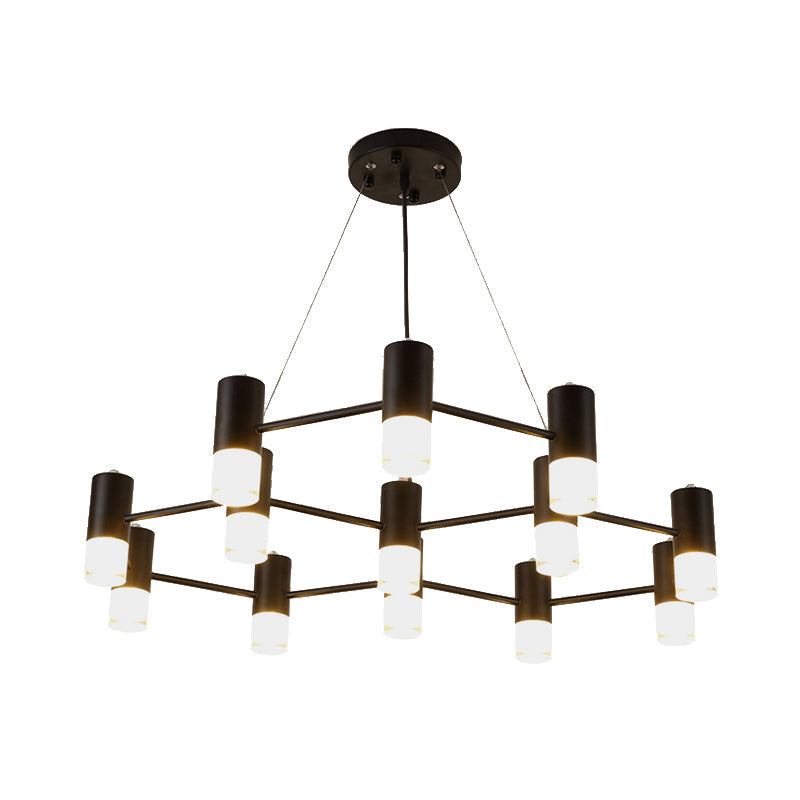 Julia - Black Modern Black Finish Hanging Light Honeycomb Metal Chandelier for Restaurant Cottage