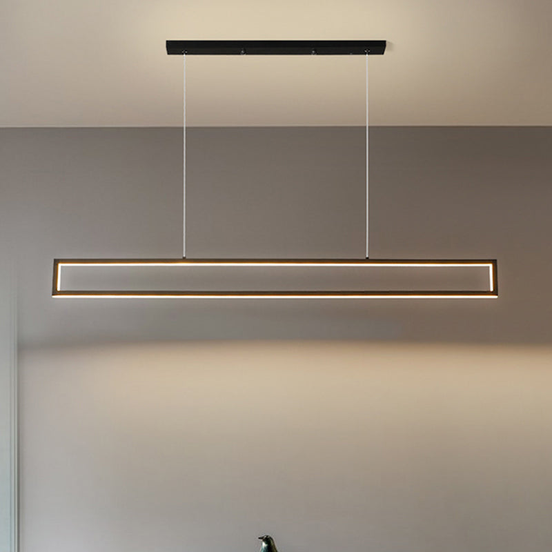 Oversized Led Island Pendant Light - Rectangular Aluminum Black Ceiling Lamp In Warm/White/Natural /