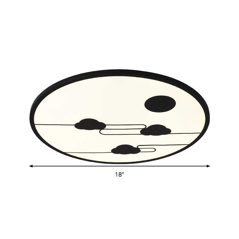 Circle Kindergarten LED Ceiling Light with Moon & Cloud Design - Flush Mount Acrylic Cartoon Fixture