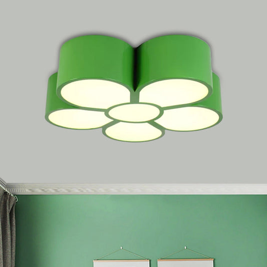 Plum Blossom LED Flushmount Lighting for Kids' Kindergarten Ceiling - Red/Yellow/Blue