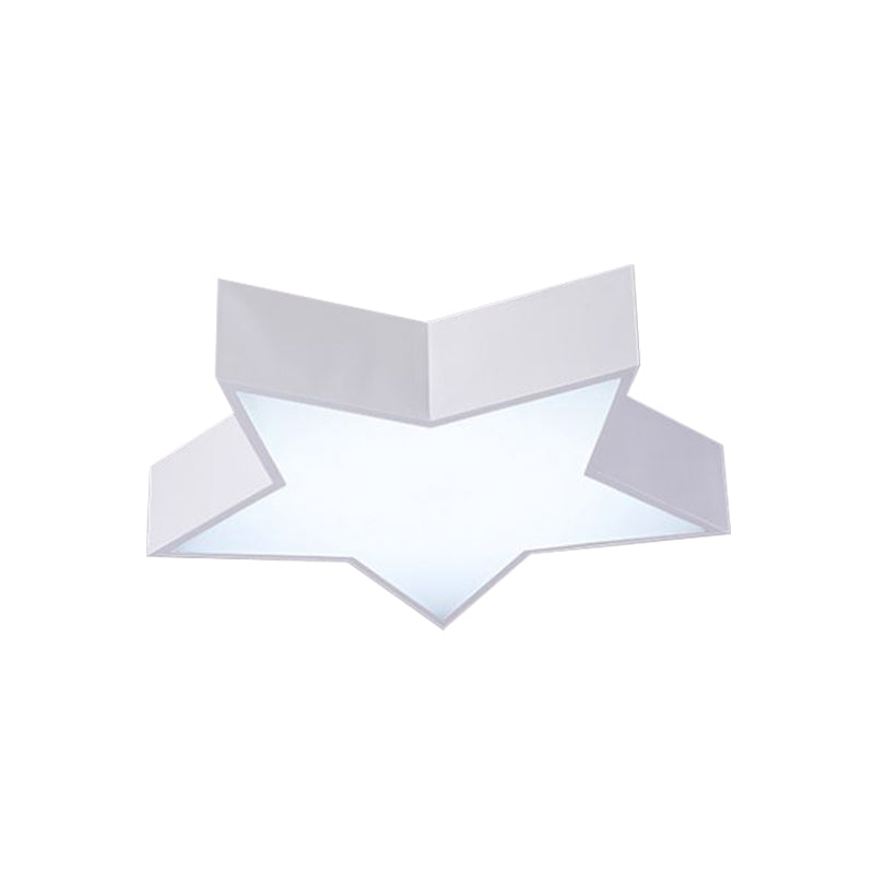 Kids LED Flush Mount Lamp - Five-Pointed Star Design in White/Red/Blue - Ceiling Lighting Fixture