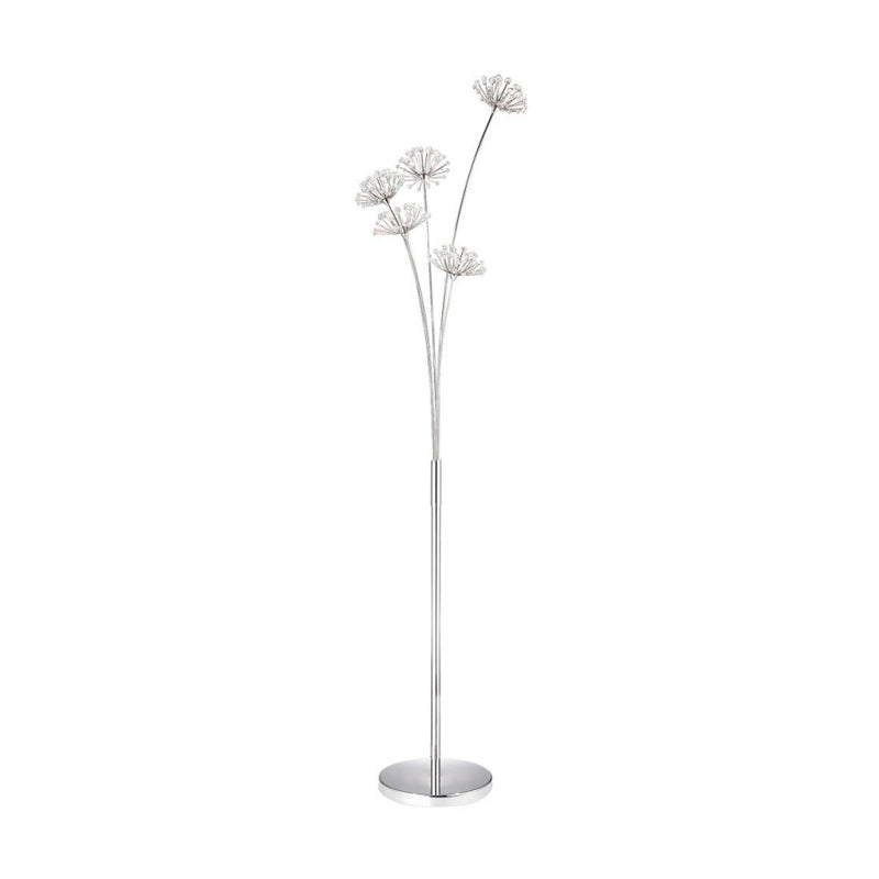 Nordic Silver Crystal Bead Floor Light For Living Room - 3/5-Bulb Standing Lighting