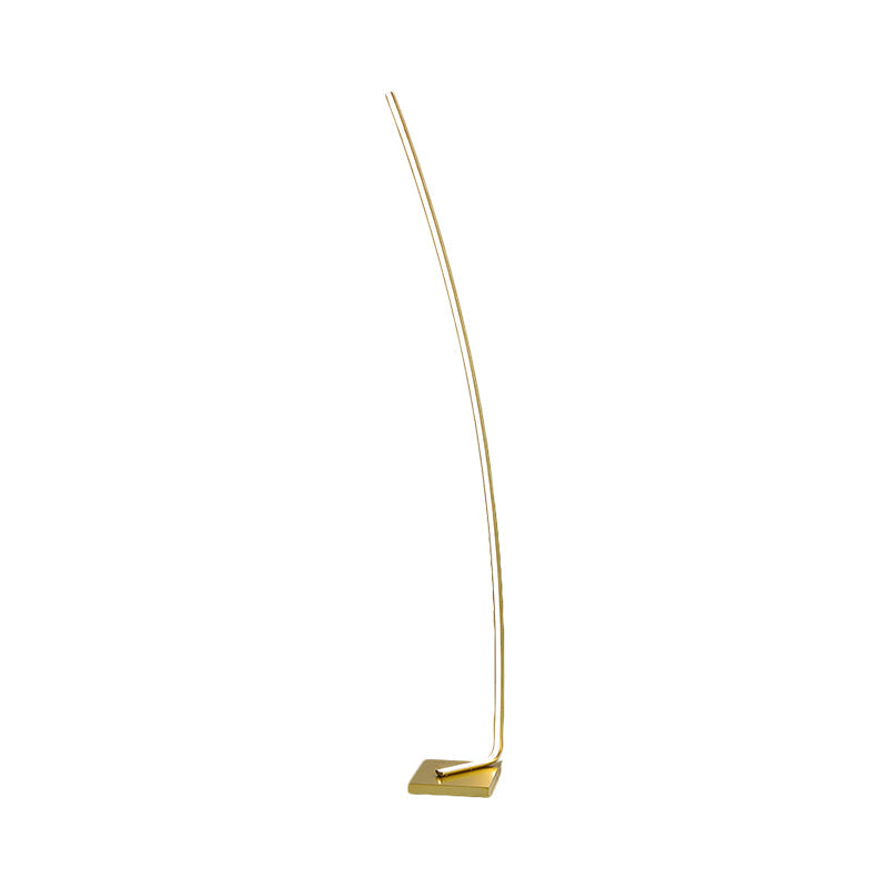 Minimalist Metal Curved Linear Led Floor Light With Foot Switch - Black/White/Gold Stand Up Lamp