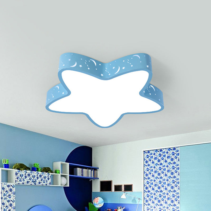 Luminaire encastré à LED en forme d'étoile de mer avec design creux pour chambre d'enfant - Rose/Bleu clair