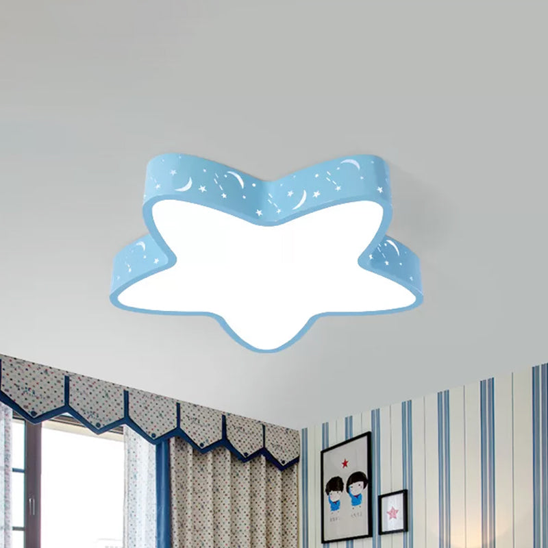 Luminaire encastré à LED en forme d'étoile de mer avec design creux pour chambre d'enfant - Rose/Bleu clair