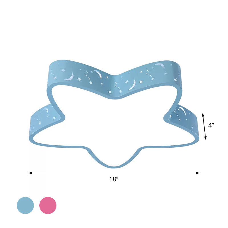 Luminaire encastré à LED en forme d'étoile de mer avec design creux pour chambre d'enfant - Rose/Bleu clair
