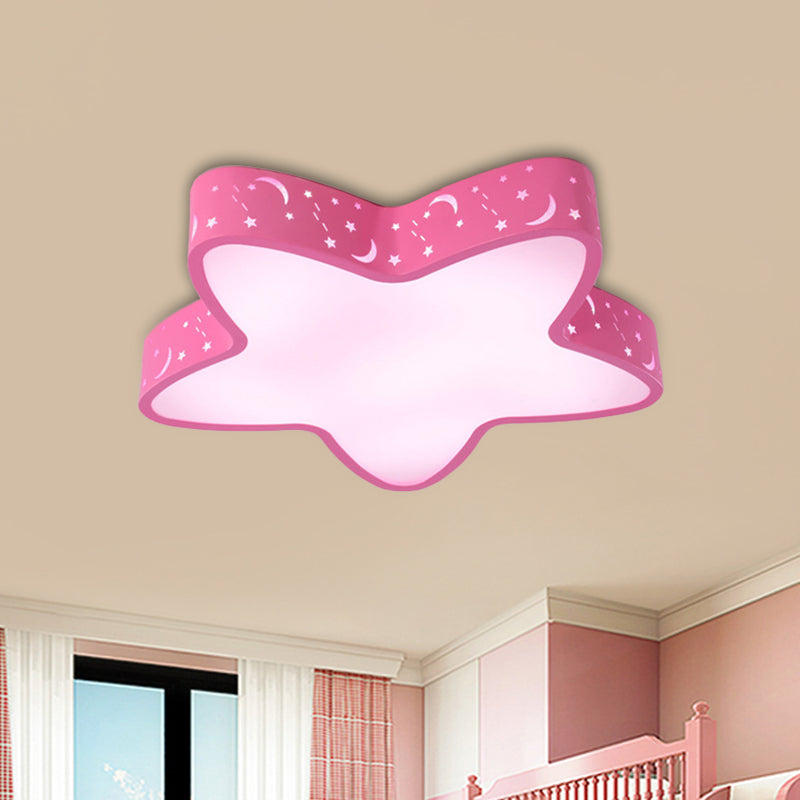Luminaire encastré à LED en forme d'étoile de mer avec design creux pour chambre d'enfant - Rose/Bleu clair
