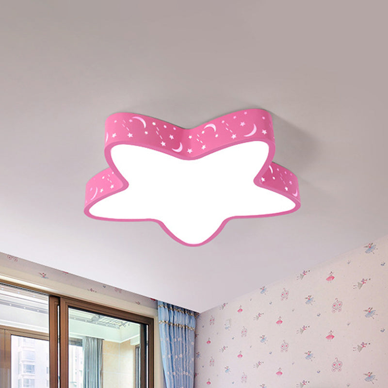 Luminaire encastré à LED en forme d'étoile de mer avec design creux pour chambre d'enfant - Rose/Bleu clair