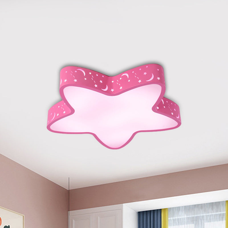 Luminaire encastré à LED en forme d'étoile de mer avec design creux pour chambre d'enfant - Rose/Bleu clair