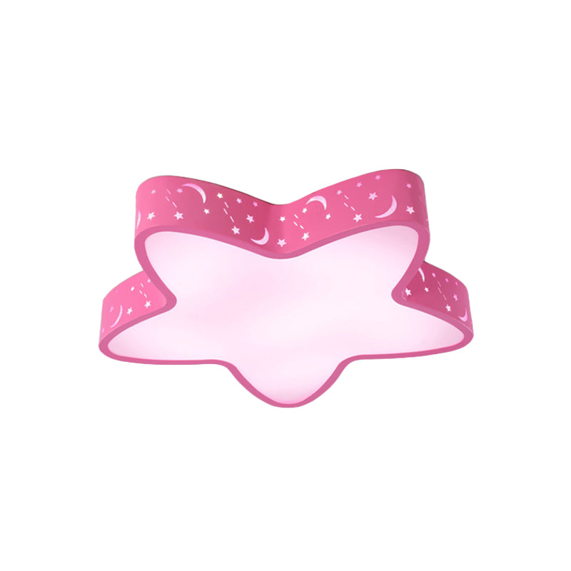 Luminaire encastré à LED en forme d'étoile de mer avec design creux pour chambre d'enfant - Rose/Bleu clair