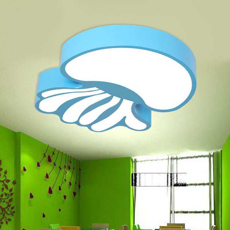 Jellyfish Blue LED Flushmount Light with Acrylic Shade in Warm/White Light