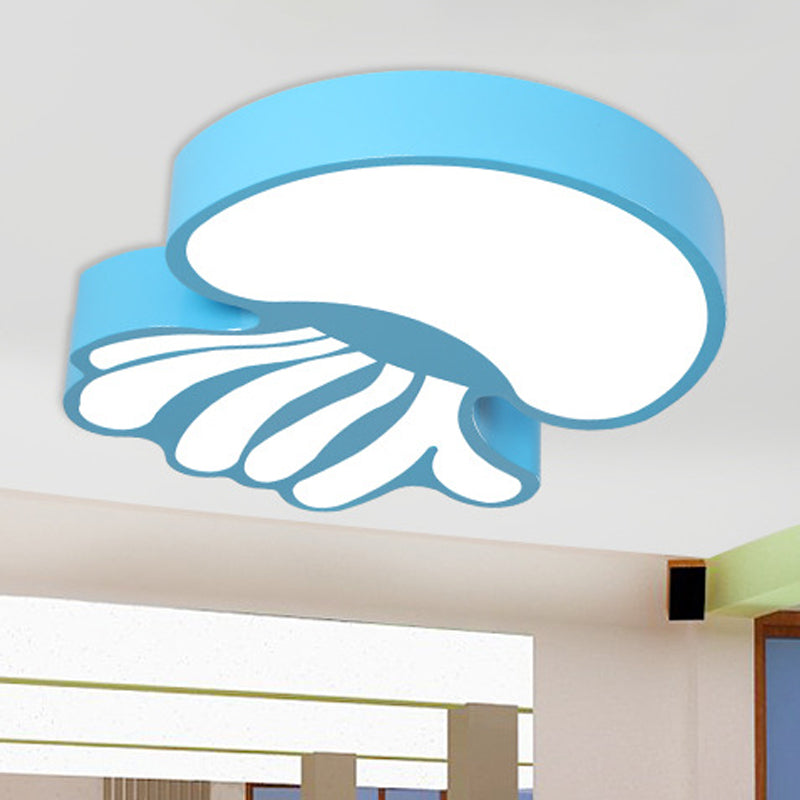 Jellyfish Blue LED Flushmount Light with Acrylic Shade in Warm/White Light