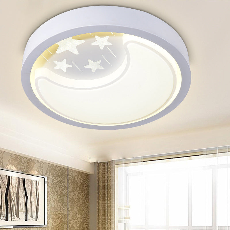 Starry Moon LED Flush Mount Light: Romantic & White Ceiling Light for Baby Room
