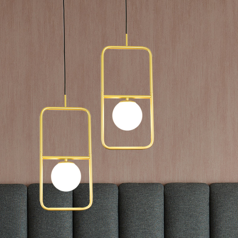 Modern White Glass Pendant Lamp with Gold LED Lights