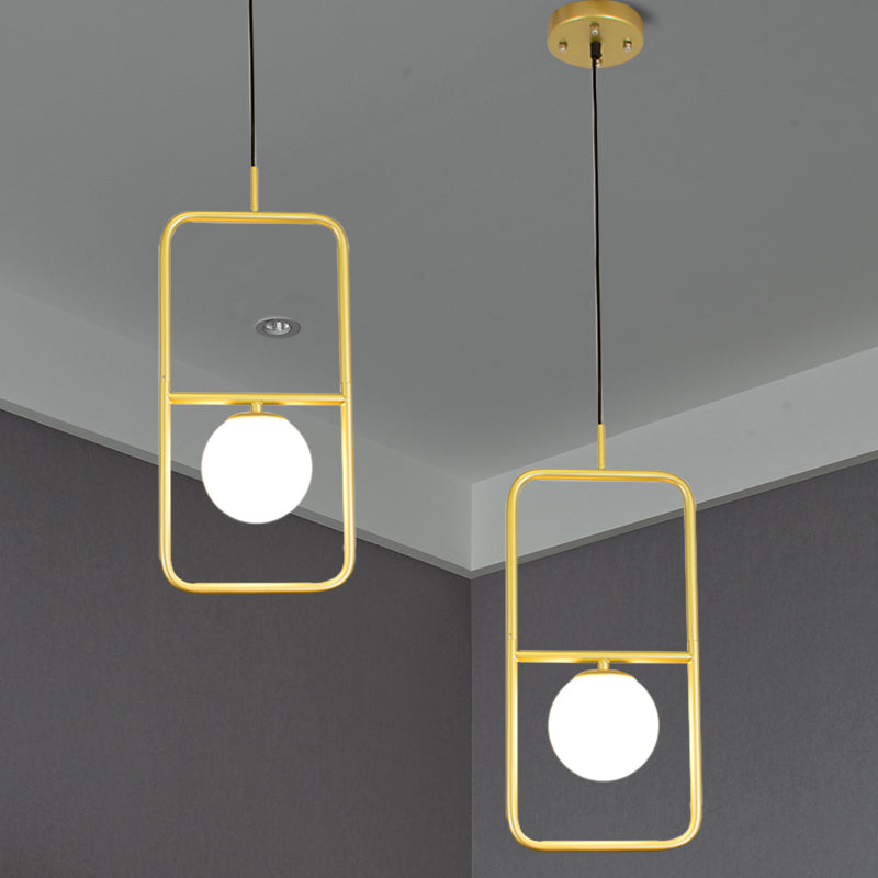 Modern White Glass Pendant Lamp with Gold LED Lights