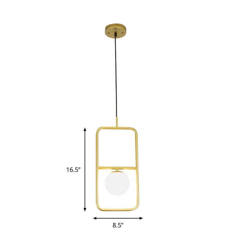 Modern White Glass Pendant Lamp with Gold LED Lights