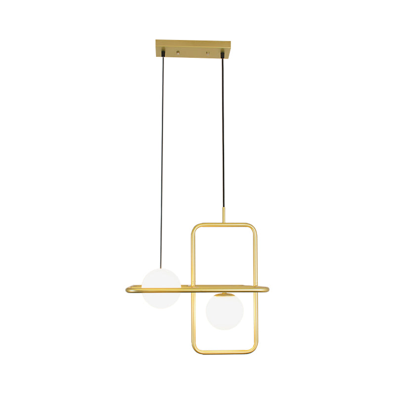 Modern White Glass Pendant Lamp with Gold LED Lights