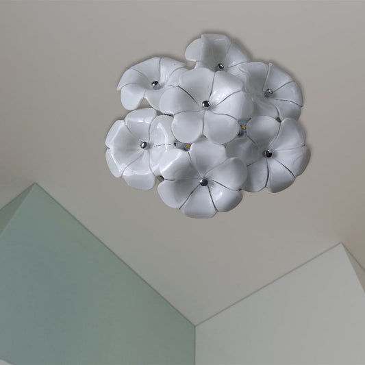 Blossom Ceiling Lamp - Elegant White Flush Mount Light for Adult Bedroom