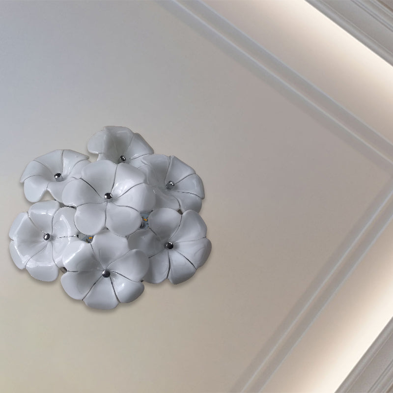 Blossom Ceiling Lamp - Elegant White Flush Mount Light for Adult Bedroom