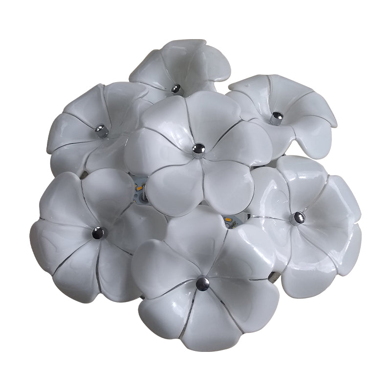 Blossom Ceiling Lamp - Elegant White Flush Mount Light for Adult Bedroom
