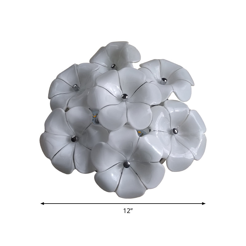 Blossom Ceiling Lamp - Elegant White Flush Mount Light for Adult Bedroom