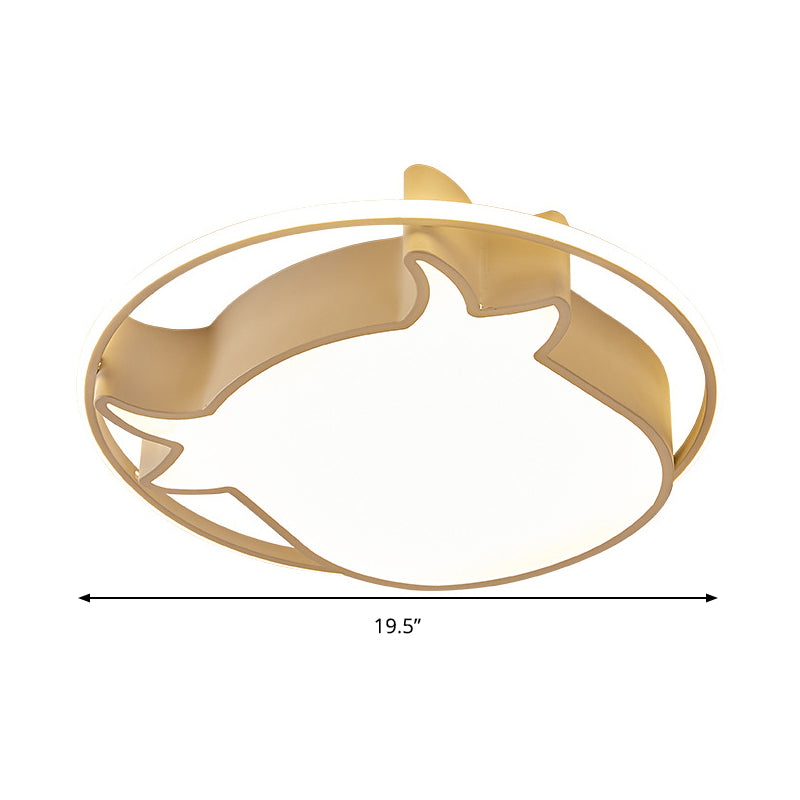 Animal-Inspired Ring Kid's Flush Ceiling Light: Eye-Caring Ox Head Acrylic Lamp