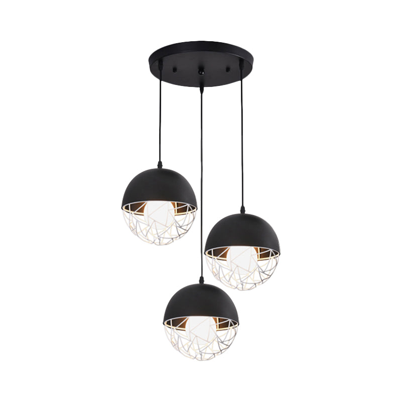 Modern Milk Glass Pendant Light With 3 Sphere Clusters - White/Black Round/Linear Canopy
