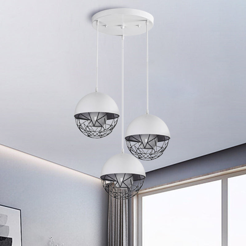 Modern Milk Glass Pendant Light With 3 Sphere Clusters - White/Black Round/Linear Canopy / White