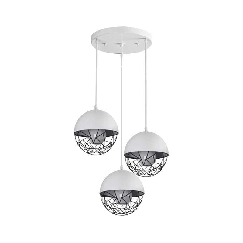 Milk Glass Cluster Pendant Light with 3 Modern White/Black Lights - Round/Linear Canopy