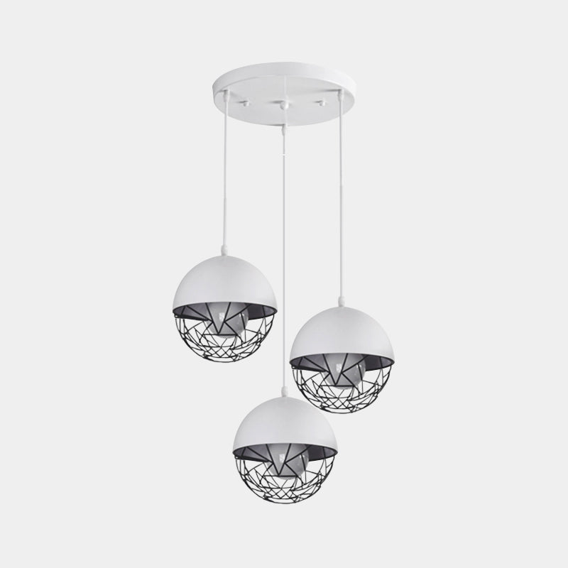 Modern Milk Glass Pendant Light With 3 Sphere Clusters - White/Black Round/Linear Canopy