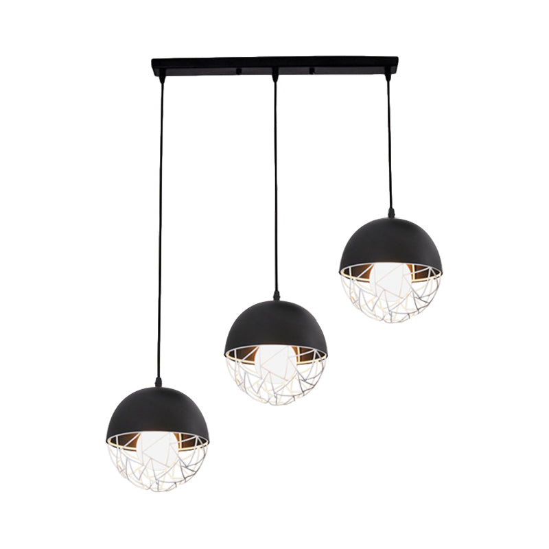 Modern Milk Glass Pendant Light With 3 Sphere Clusters - White/Black Round/Linear Canopy