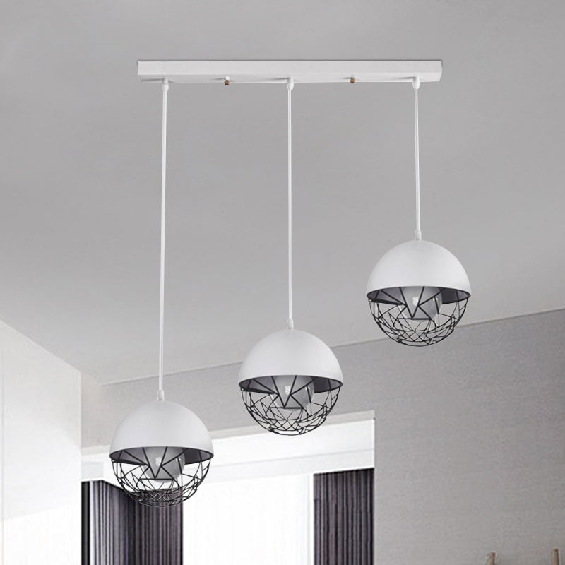 Modern Milk Glass Pendant Light With 3 Sphere Clusters - White/Black Round/Linear Canopy