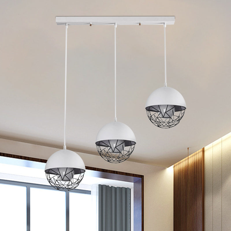 Modern Milk Glass Pendant Light With 3 Sphere Clusters - White/Black Round/Linear Canopy
