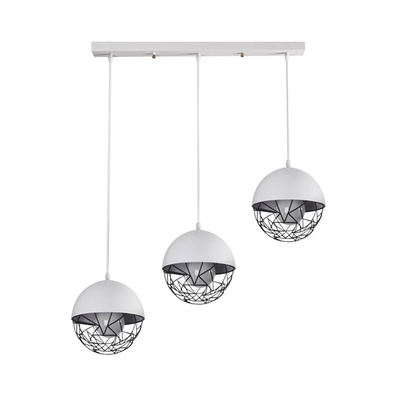 Modern Milk Glass Pendant Light With 3 Sphere Clusters - White/Black Round/Linear Canopy