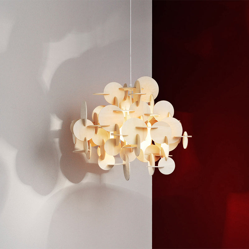 Nordic 1-Light Puzzle Wooden Hanging Lamp For Kids Bedroom - Multicolor/Natural