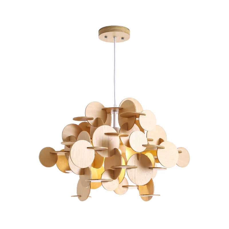 Nordic 1-Light Puzzle Wooden Hanging Lamp For Kids Bedroom - Multicolor/Natural