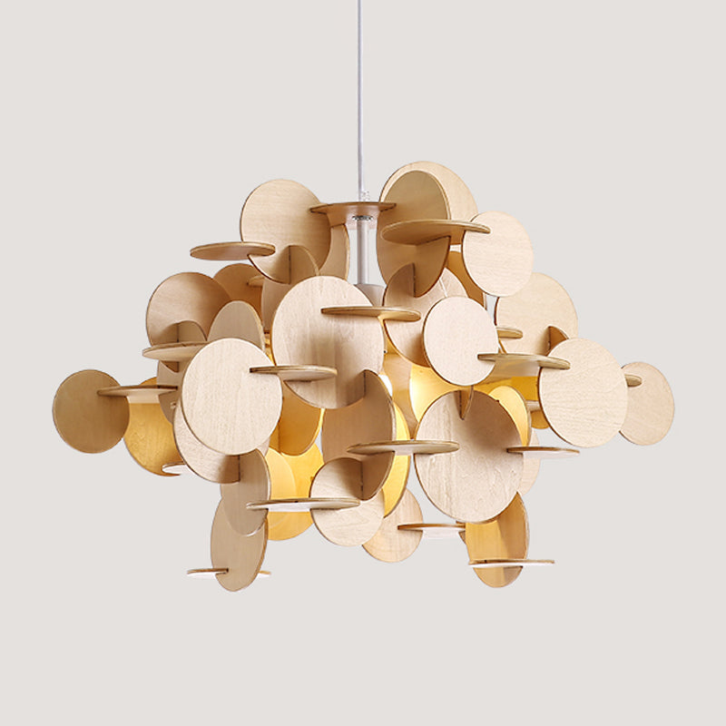 Nordic 1-Light Puzzle Wooden Hanging Lamp For Kids Bedroom - Multicolor/Natural