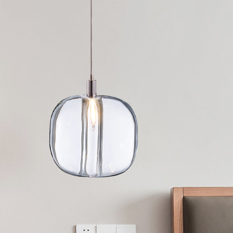 Mirrored Glass Designer Drum Pendant Lamp With Clear/Amber/Smoke Finish - 1 Light Hanging Fixture
